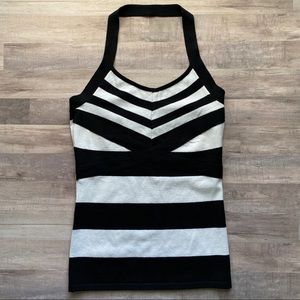 Charlotte Russe Black & White Halter Top Medium